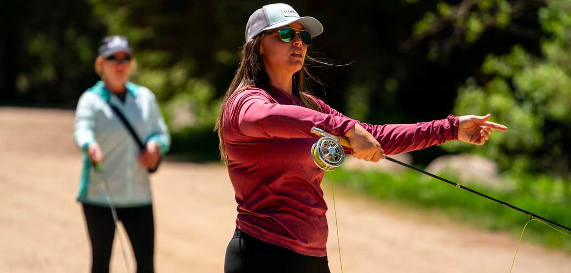 Fishwest Retail Manager, Brooke Bailey gives casting tips and pointers during a Fly Fishing 101 class in the Uinta Mountains