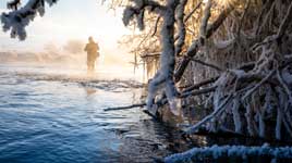 Fishwest employee JC Weeks fishes streamers on the Weber River in Northern Utah.