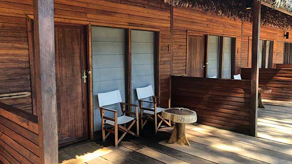 The front of the Pluma Lodge in Tsimane