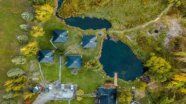 An arial view of Campo lodge from above